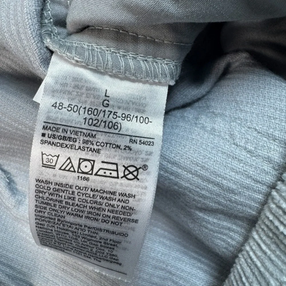 GAP Mens Corduroy Pleated Pants Elastic Waist Gray Large Casual‎ Trousers